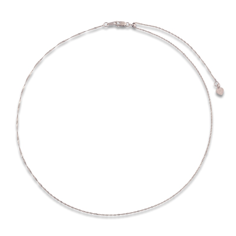 Main Image 1 of Solid Singapore Chain Necklace 14K White Gold 20" 1mm