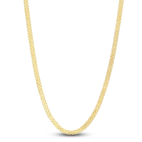Bismark Chain Necklace Hollow 14K Yellow Gold 16" 3.5mm