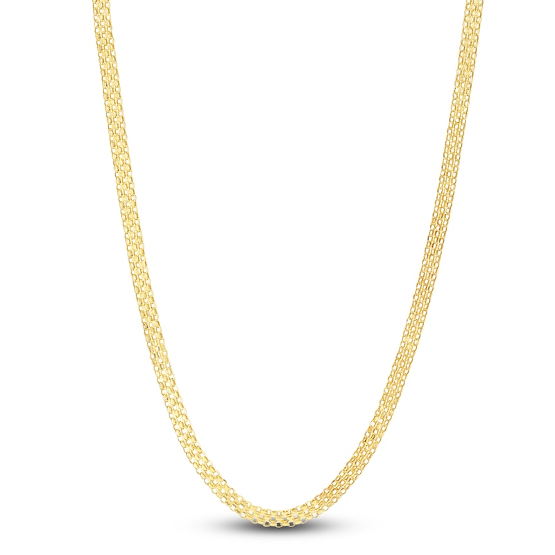 Main Image 1 of Hollow Bismark Chain Necklace 14K Yellow Gold 16" 3.5mm