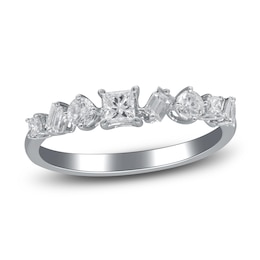 Diamond Ring 1/2 ct tw Princess/Baguette/ Round 14K White Gold