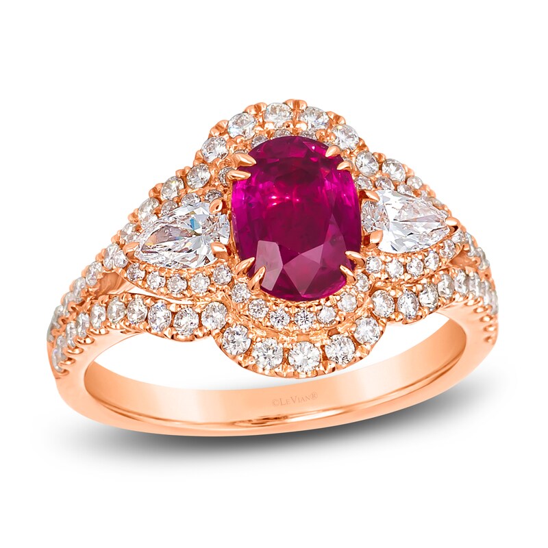 Main Image 1 of Le Vian Natural Ruby Ring 1 ct tw Diamonds 18K Strawberry Gold