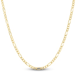 Solid Figaro Chain Necklace 14K Yellow Gold 16" 3.8mm