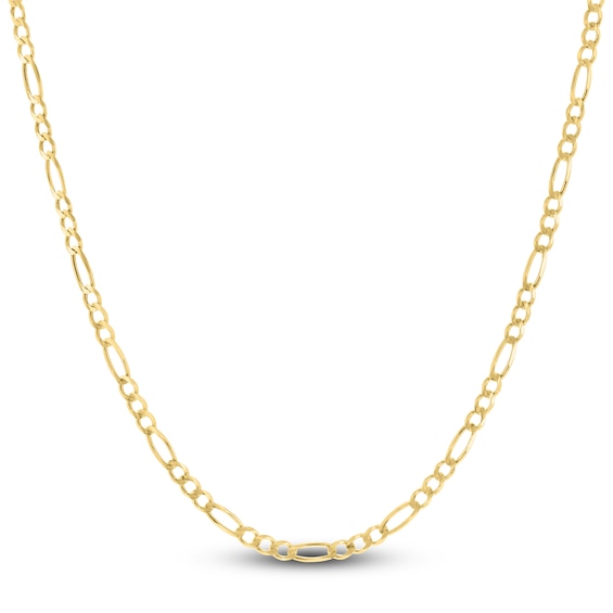 Solid Figaro Chain Necklace 14K Yellow Gold 16" 3.8mm