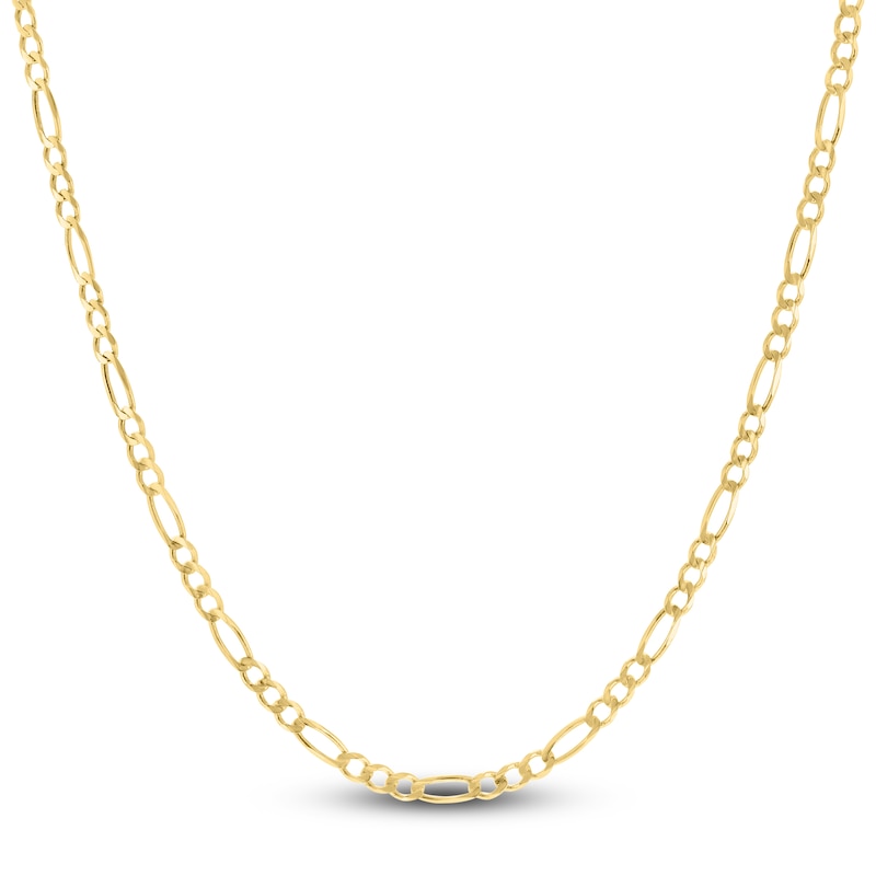 Solid Figaro Chain Necklace 14K Yellow Gold 16" 3.8mm