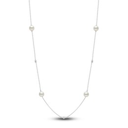 Yoko London Cultured Akoya Pearl Necklace 1/3 ct tw Diamonds 18K White Gold 18&quot;