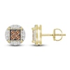 Thumbnail Image 1 of The New Fashioned Men's Bourbon-Colored & White Diamond Earrings 3/4 ct tw Round 10K Yellow Gold