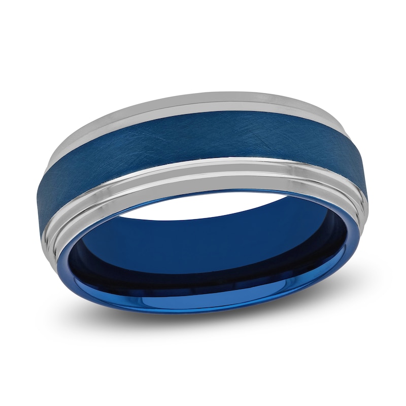 Men's Wedding Band Blue Ion-Plated Tungsten 8.0mm