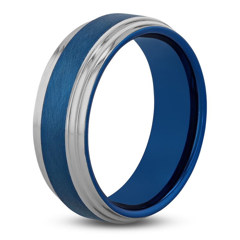 Men's Wedding Band Blue Ion-Plated Tungsten 8.0mm