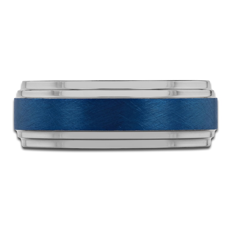 Main Image 3 of Men's Wedding Band Blue Ion-Plated Tungsten 8.0mm