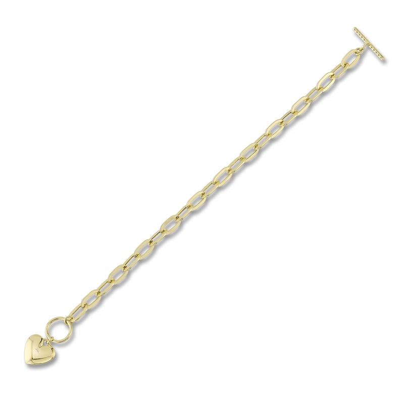 Main Image 3 of Shy Creation Diamond Heart Toggle Bracelet 3/8 ct tw 14K Yellow Gold 7.5" SC55024899Z7.5
