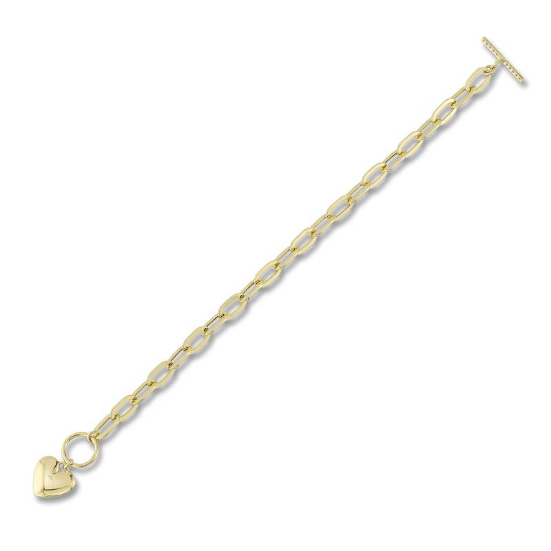 Shy Creation Diamond Heart Toggle Bracelet 3/8 ct tw 14K Yellow Gold 7.5" SC55024899Z7.5