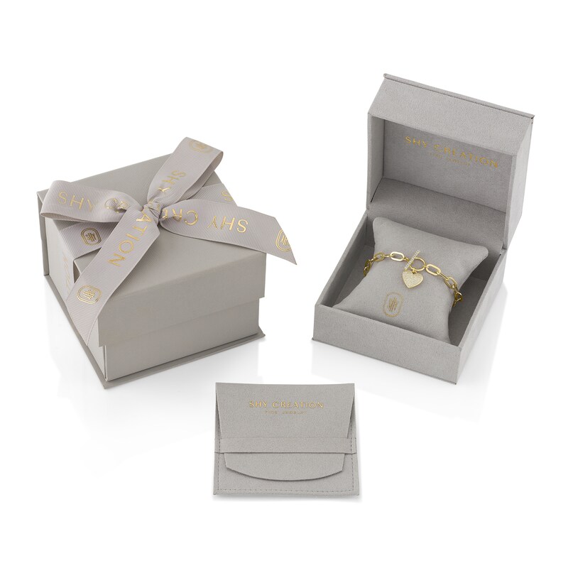 Main Image 5 of Shy Creation Diamond Heart Toggle Bracelet 3/8 ct tw 14K Yellow Gold 7.5" SC55024899Z7.5
