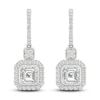 Thumbnail Image 1 of Square-Cut Emerald/Round Lab-Grown Diamond Earrings 2-3/4 ct tw 14K White Gold