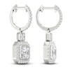 Thumbnail Image 3 of Square-Cut Emerald/Round Lab-Grown Diamond Earrings 2-3/4 ct tw 14K White Gold