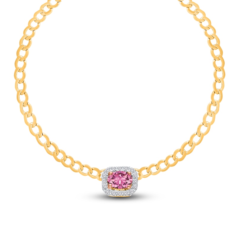 Main Image 3 of Kallati Natural Pink Sapphire & Diamond Necklace 1/5 ct tw 14K Yellow Gold