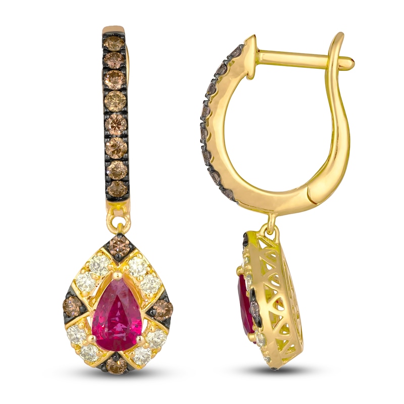 Main Image 1 of Le Vian Natural Ruby & Diamond Earrings 3/4 ct tw 14K Honey Gold
