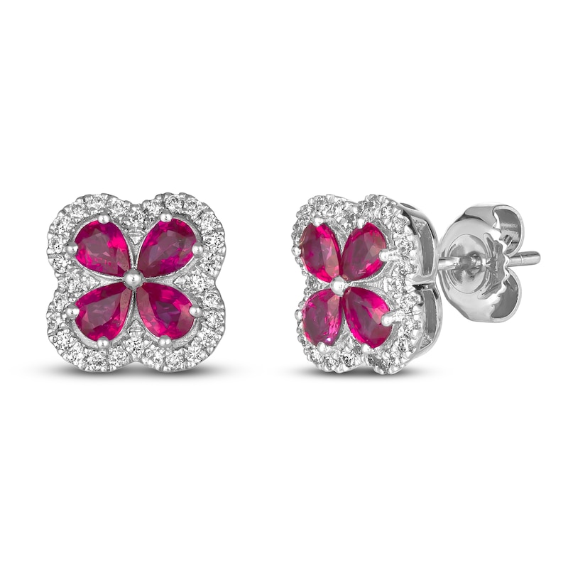 Main Image 2 of Le Vian Natural Ruby & Diamond Earrings 1/4 ct tw Platinum