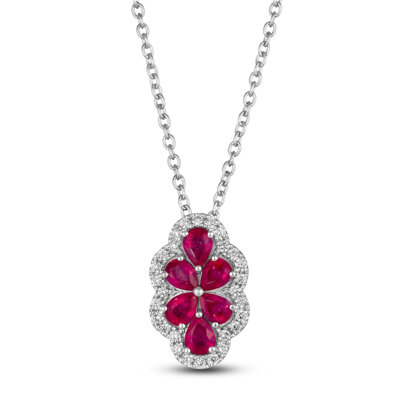 Le Vian Natural Ruby & Diamond Pendant Necklace 1/5 ct tw Platinum