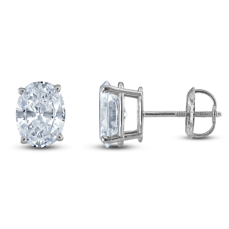 Main Image 1 of Oval-Cut Lab-Grown Diamond Solitaire Stud Earrings 3 ct tw 14K White Gold (F/SI2)