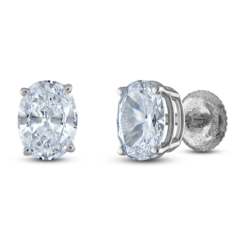 Main Image 2 of Oval-Cut Lab-Grown Diamond Solitaire Stud Earrings 3 ct tw 14K White Gold (F/SI2)
