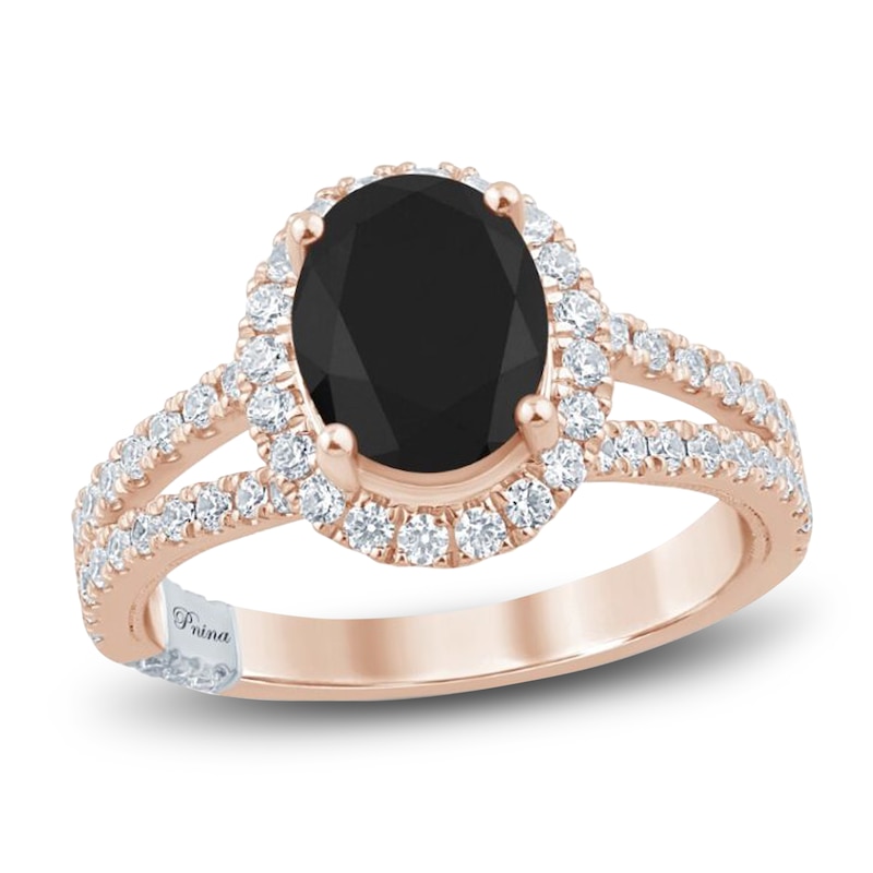 Main Image 1 of Pnina Tornai Oval-Cut Black Diamond & White Diamond Halo Engagement Ring 2-5/8 ct tw 14K Rose Gold