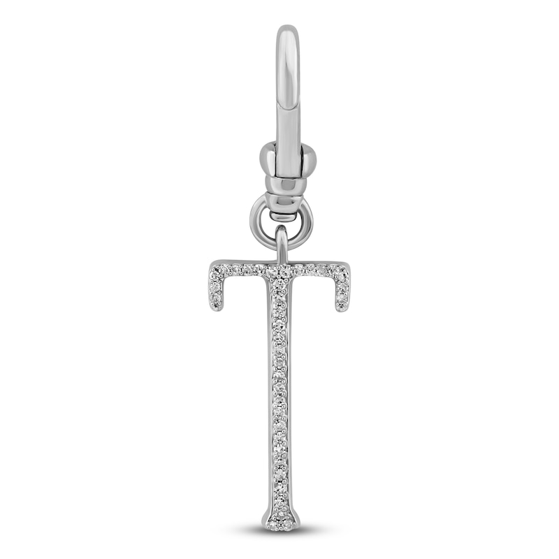 Main Image 1 of Charm'd by Lulu Frost Diamond Letter T Charm 1/15 ct tw Pavé Round 10K White Gold