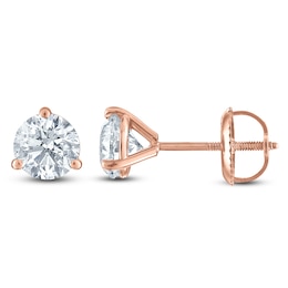 Certified Round-Cut Diamond Solitaire Stud Earrings 3/4 ct tw 18K Rose Gold (SI2/I)