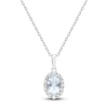 Thumbnail Image 0 of Oval-Cut Natural Aquamarine & Diamond Necklace 1/6 ct tw 10K White Gold 18"