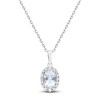 Thumbnail Image 1 of Oval-Cut Natural Aquamarine & Diamond Necklace 1/6 ct tw 10K White Gold 18"