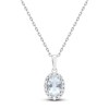 Thumbnail Image 0 of Oval-Cut Natural Aquamarine & Diamond Necklace 1/6 ct tw 10K White Gold 18"