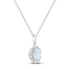 Thumbnail Image 1 of Oval-Cut Natural Aquamarine & Diamond Necklace 1/6 ct tw 10K White Gold 18"