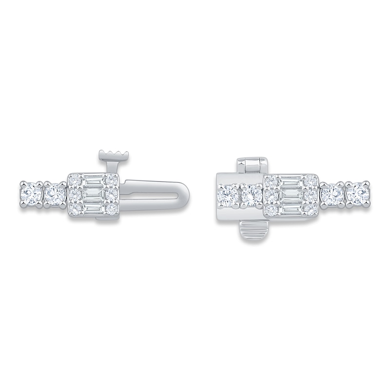 Main Image 2 of Baguette & Round-Cut Multi-Diamond Link Tennis Bracelet 14K White Gold 2-1/2 ct tw 14K White Gold 7"