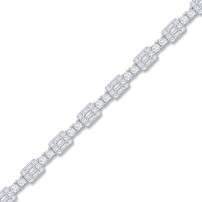 Baguette & Round-Cut Multi-Diamond Link Tennis Bracelet 14K White Gold 2-1/2 ct tw 14K White Gold 7"