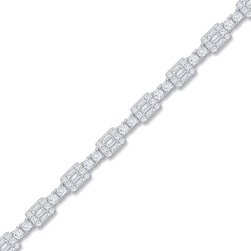 Main Image 3 of Baguette & Round-Cut Multi-Diamond Link Tennis Bracelet 14K White Gold 2-1/2 ct tw 14K White Gold 7"