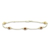 Thumbnail Image 1 of Oval-Cut Natural Garnet & Diamond Bezel-Set Bracelet 1/20 ct tw 10K Yellow Gold 7.25"