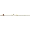 Thumbnail Image 2 of Oval-Cut Natural Garnet & Diamond Bezel-Set Bracelet 1/20 ct tw 10K Yellow Gold 7.25"