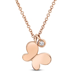 Shy Creation Diamond Accent Butterfly Necklace 14K Rose Gold 18" SC55009038