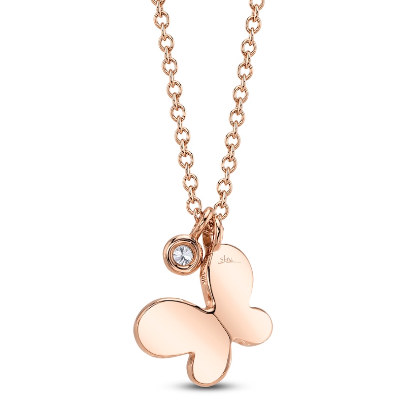 Main Image 3 of Shy Creation Diamond Accent Butterfly Necklace 14K Rose Gold 18" SC55009038