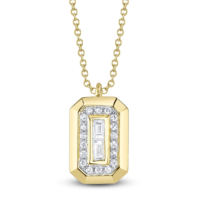 Main Image 1 of Shy Creation Baguette & Round-Cut Diamond Necklace 1/15 ct tw 14K Yellow Gold 18" SC55027170RD
