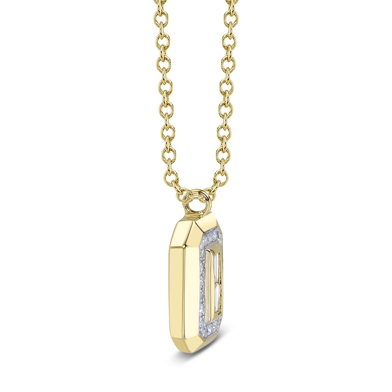 Main Image 2 of Shy Creation Baguette & Round-Cut Diamond Necklace 1/15 ct tw 14K Yellow Gold 18" SC55027170RD