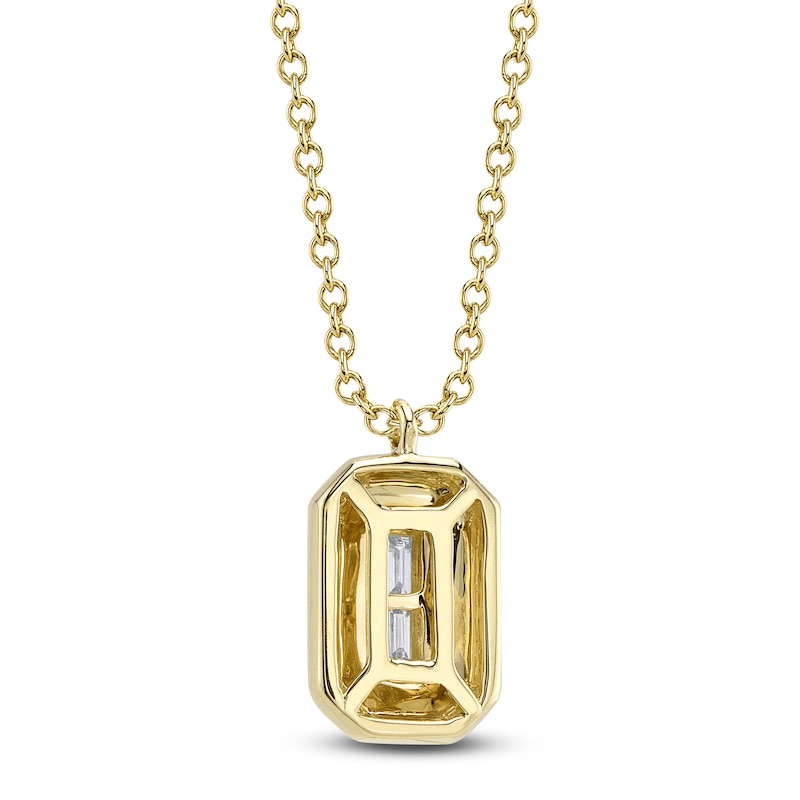 Main Image 3 of Shy Creation Baguette & Round-Cut Diamond Necklace 1/15 ct tw 14K Yellow Gold 18" SC55027170RD