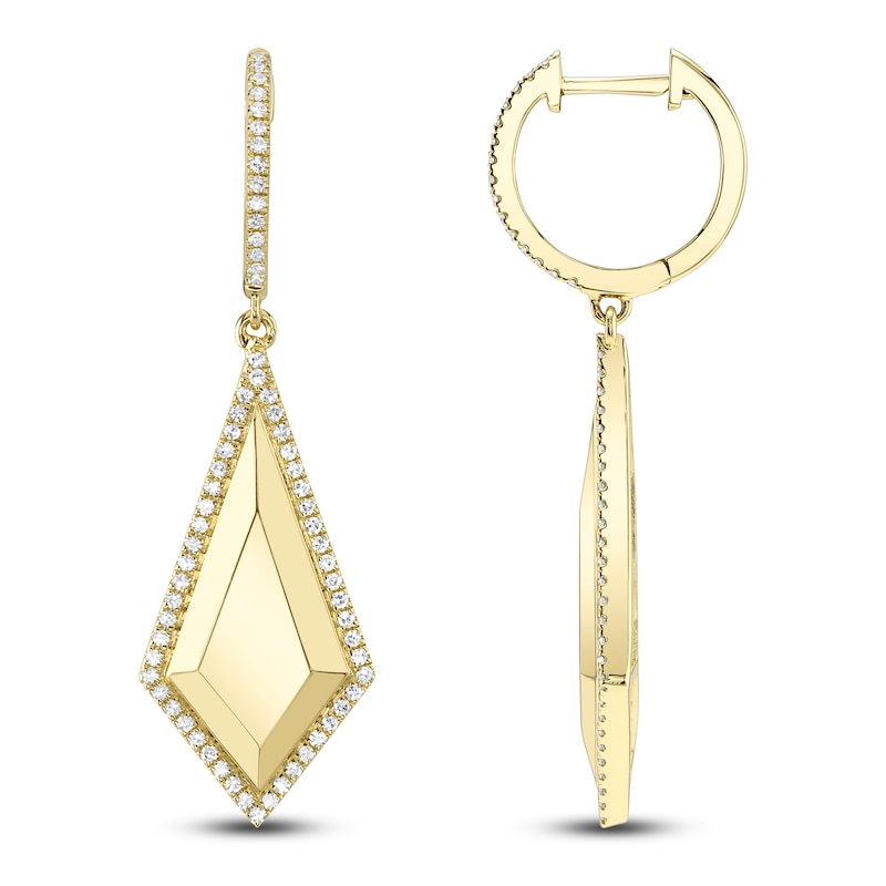 Main Image 1 of Shy Creation Diamond Geometric Dangle Hoop Earrings 1/3 ct tw 14K Yellow Gold SC55026870