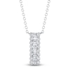 Thumbnail Image 1 of Shy Creation Baguette & Round-Cut Diamond Scalloped Vertical Bar Necklace 1/2 ct tw 14K White Gold SC55024787