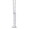 Thumbnail Image 2 of Shy Creation Baguette & Round-Cut Diamond Scalloped Vertical Bar Necklace 1/2 ct tw 14K White Gold SC55024787