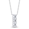 Thumbnail Image 3 of Shy Creation Baguette & Round-Cut Diamond Scalloped Vertical Bar Necklace 1/2 ct tw 14K White Gold SC55024787