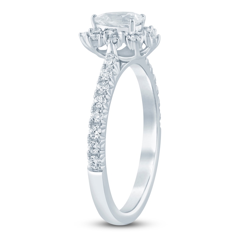 Main Image 2 of Brilliant Moments Pear-Shaped Diamond Starburst Halo Engagement Ring 3/4 ct tw 14K White Gold