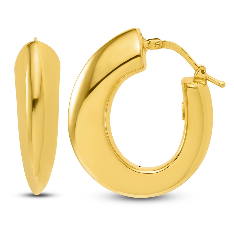 Main Image 2 of Blue Nile X Jared Tapered Oval Hoop Earrings 14K Yellow Gold