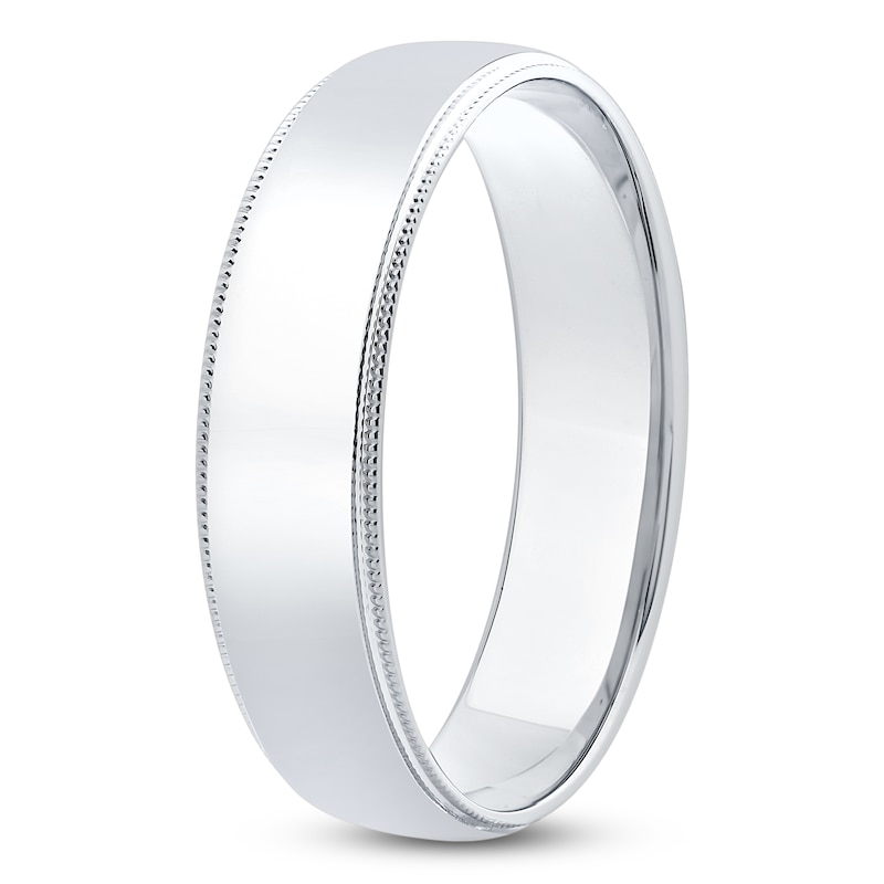 Main Image 2 of Men's Polished Milgrain Wedding Band 14K White Gold 6mm