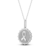 Thumbnail Image 2 of Diamond Ribbon Medallion Necklace 1/4 ct tw Sterling Silver 18"