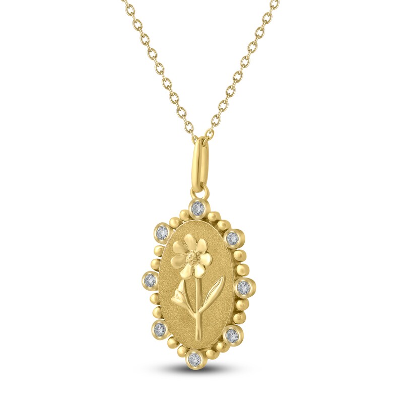 Main Image 2 of Cosmos Birth Flower Diamond Necklace 1/4 ct tw 10K Yellow Gold 18"